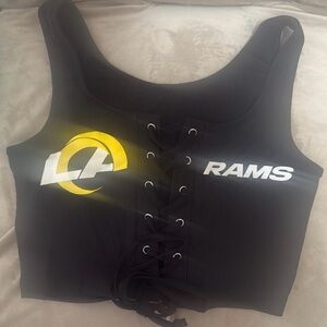Black Lace-Up Rams Crop Top